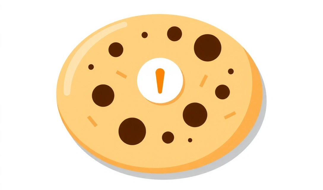 Ilustrație cu un biscuit digital și simboluri de confidențialitate, reprezentând politica de cookie-uri